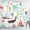 Ambesonne Sail Shower Curtain, Pastel Color of Lighthouse Sailboat Maritime Theme Fish Shells Octopus and Anchor, Cloth Fabric for Nautical Bathroom Decor Set with Hooks, 69" W x 70" L Coral Turquoise